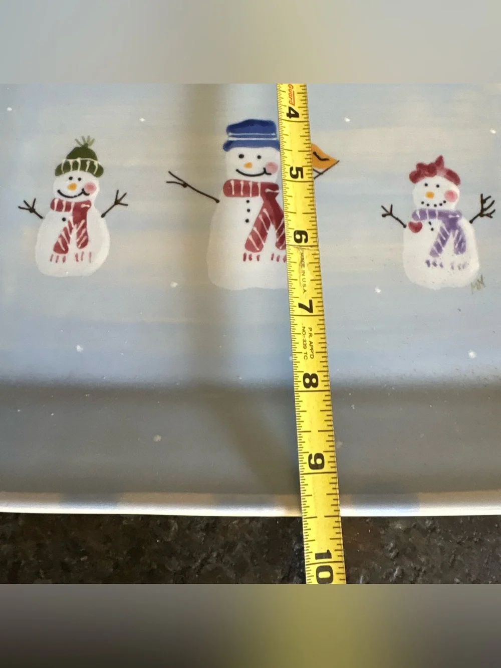 Hartstone Pottery for Crate and Barrel Snow People Platter Snowman Rectangular